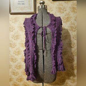 Purple Women's Knit Poncho